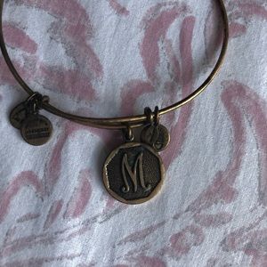 Gold Alex and Ani bracelet “M” charm